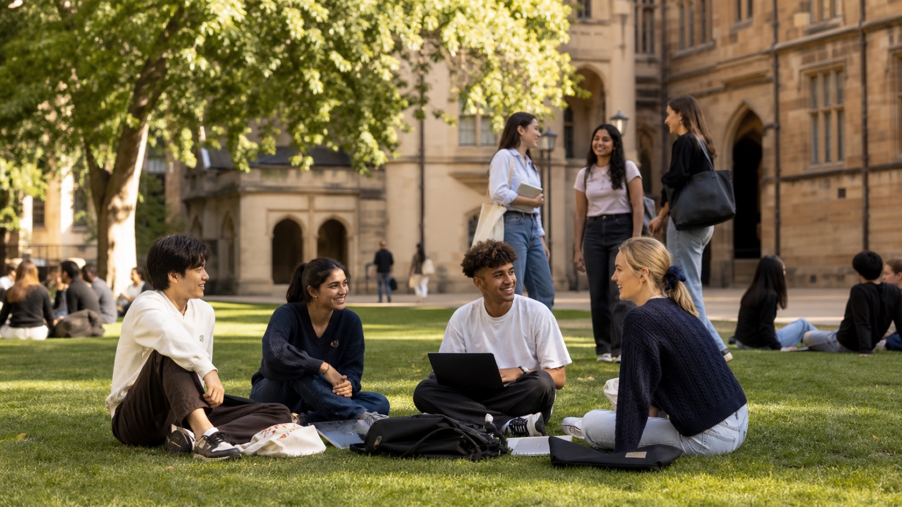 Students spending time together on an Australian university campus